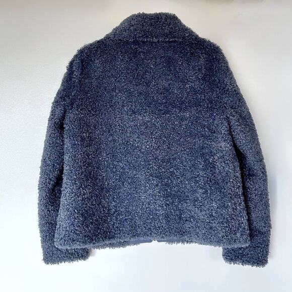 EUC Soia & Kyo DANIELA Faux Shearling Jacket Blue Size Medium Teddy Zip Coat - Picture 4 of 16